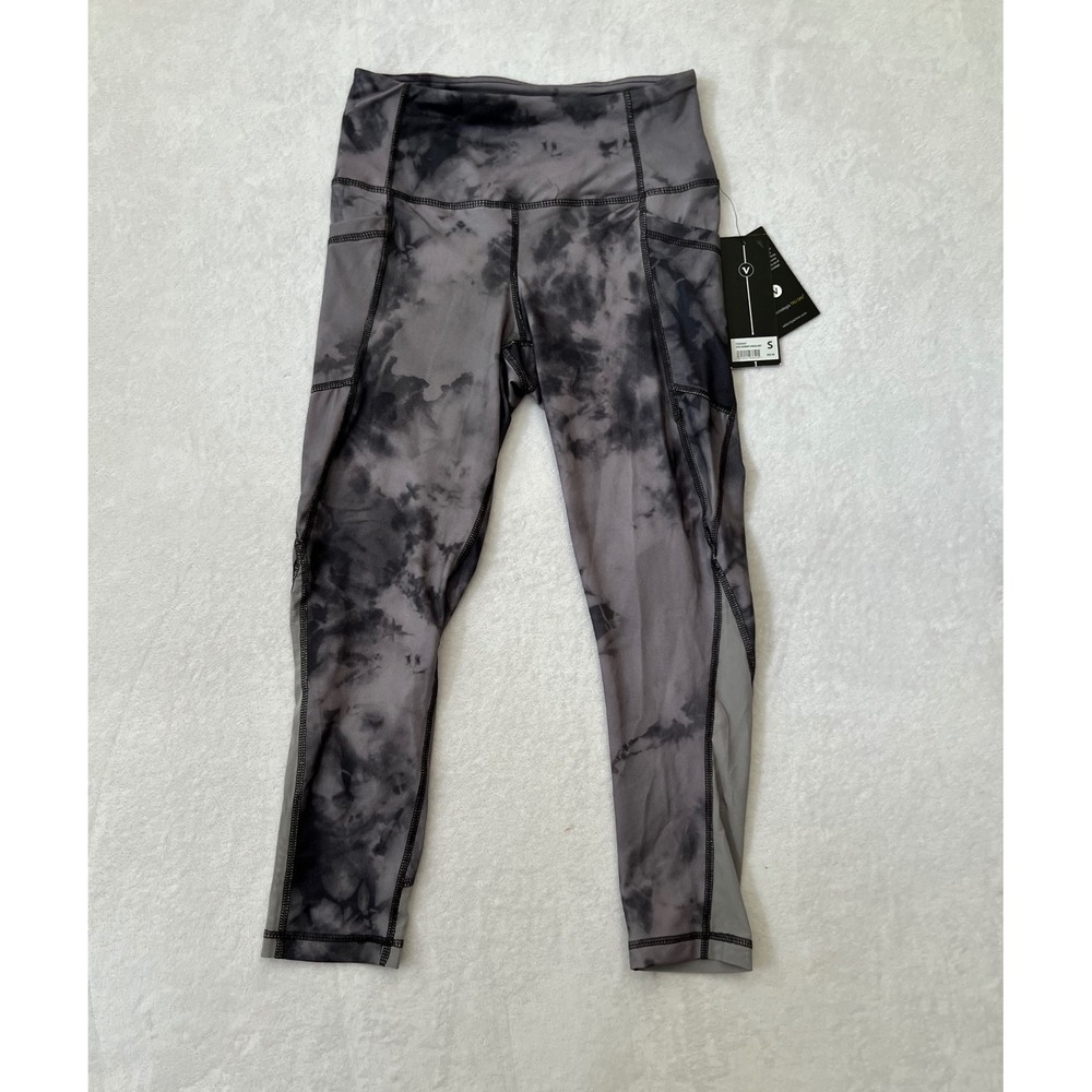 Velocity Capri Leggings Cloudburst Charcoal Grey Tie Dye High Rise Small CV63652
